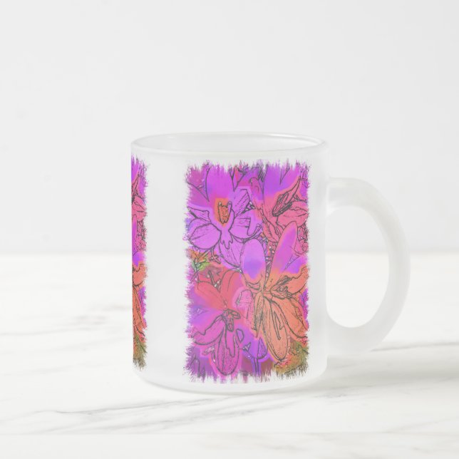 CANECA DE CAFÉ VIDRO JATEADO FLORES (Direita)