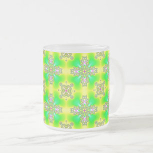 Caneca De Café Vidro Jateado Flores Artdeco em Estilo Retro
