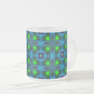 Caneca De Café Vidro Jateado Flores Artdeco em Estilo Retrô