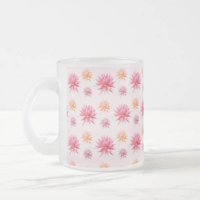 Caneca De Café Vidro Jateado Flores bonito, rosa e amarelas (Esquerda)