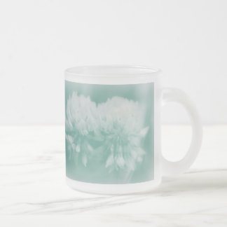 Caneca De Café Vidro Jateado Flores Brancas