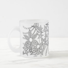 Caneca De Café Vidro Jateado Flores Caprichosas Abstratas Botânicas Zentangle F