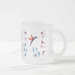 Caneca De Café Vidro Jateado Flores de Hummingbird Personalizadas