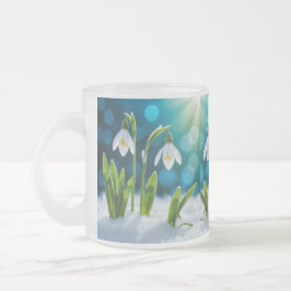 Caneca De Café Vidro Jateado Flores de Neve
