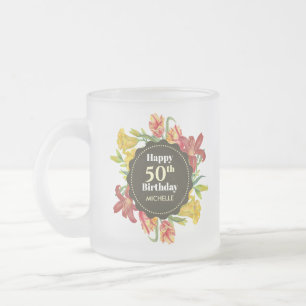 Caneca De Café Vidro Jateado Flores de primavera Brilhantes Vibrantes Fiavam po