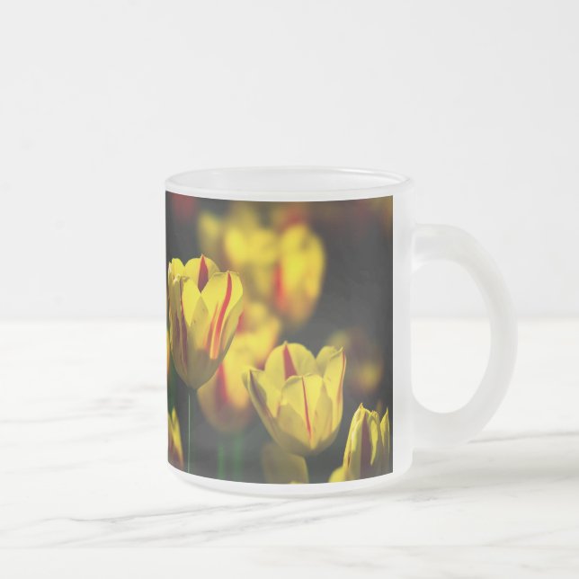 Caneca De Café Vidro Jateado Flores de tulipas amarelas (Direita)