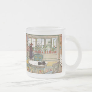 Caneca De Café Vidro Jateado Flores no Windowsill por Carl Larsson