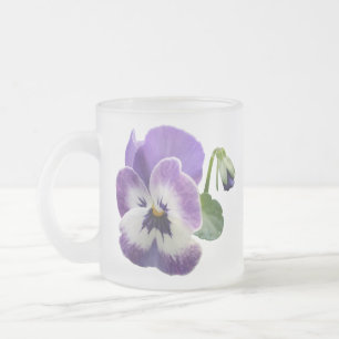 Caneca De Café Vidro Jateado Flores para Pansias de Vidro Fosco Café