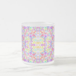 Caneca De Café Vidro Jateado Flores pastéis abstratas