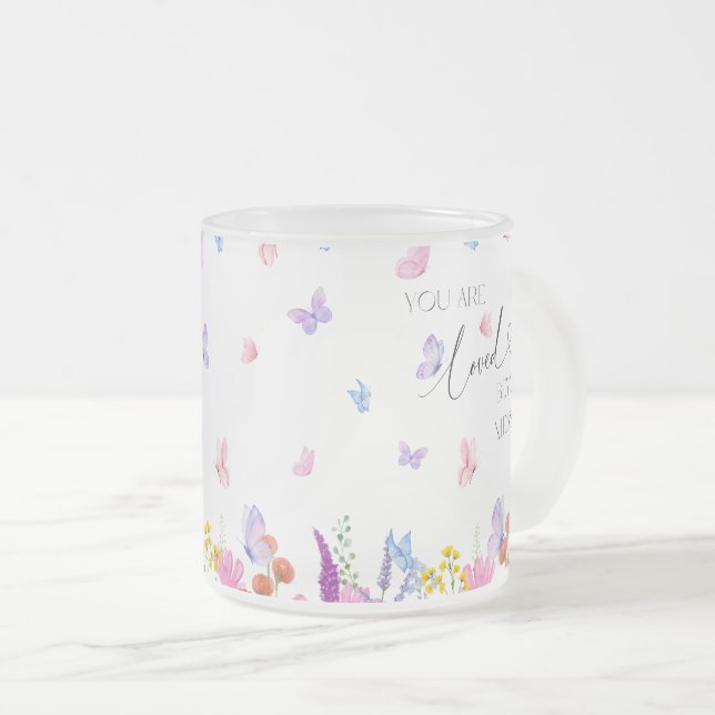 Caneca De Café Vidro Jateado Flores silvestres Bíblia cristã verso (Frente Esquerda)