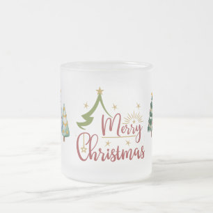 Caneca De Café Vidro Jateado Floresta Feliz Natal