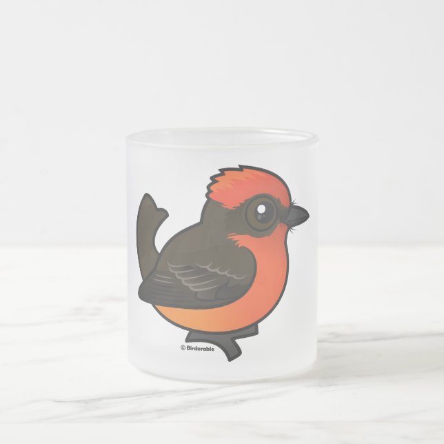 Caneca De Café Vidro Jateado Flycatcher de Vermilion Cujo Canto (Centro)