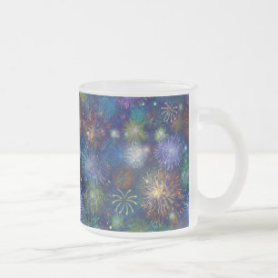 Caneca De Café Vidro Jateado Fogos-de-artifício comemorativos