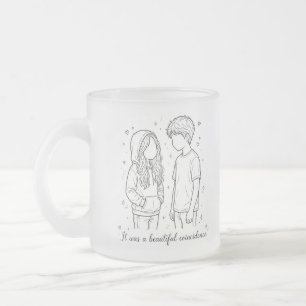 Caneca De Café Vidro Jateado Foi um Belo Encontro - Casal Minimalista L