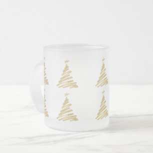 Caneca De Café Vidro Jateado Folha de Ouro de Árvore de Natal Moderna
