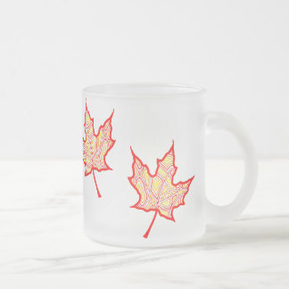 Caneca De Café Vidro Jateado Folhas de Fiery