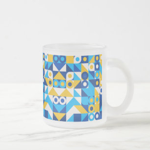 Caneca De Café Vidro Jateado Formas Em Padrão Invisível De Tendência Amarelo Az