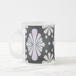 Caneca De Café Vidro Jateado Formas florais pastéis em um fundo preto