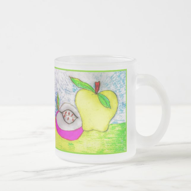 Caneca De Café Vidro Jateado Fosco Apple pop (Direita)
