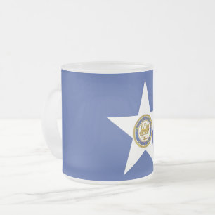 Caneca De Café Vidro Jateado Fosco - bandeira de Houston