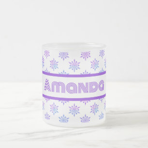 Caneca De Café Vidro Jateado Fosco Com Flocos De Neve Bonito