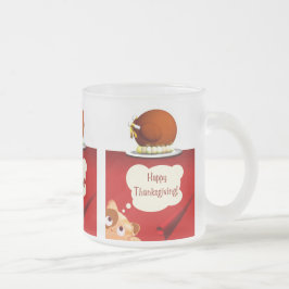 Caneca De Café Vidro Jateado Fosco de Ação de Graças