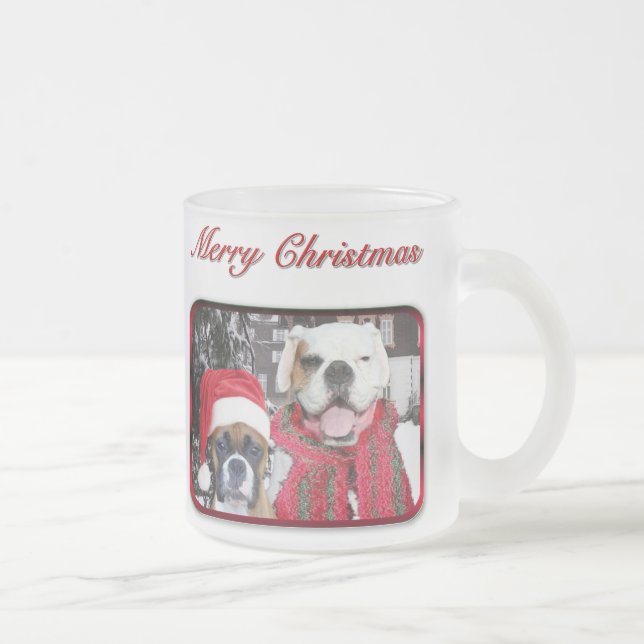 Caneca De Café Vidro Jateado fosco de boxe de Natal (Direita)