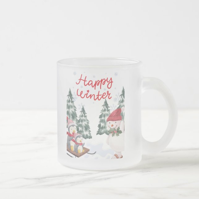 Caneca De Café Vidro Jateado Fosco de inverno (Direita)