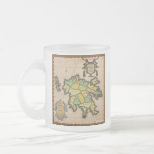 Caneca De Café Vidro Jateado Fosco de Mapa Antecipado de Caedellium