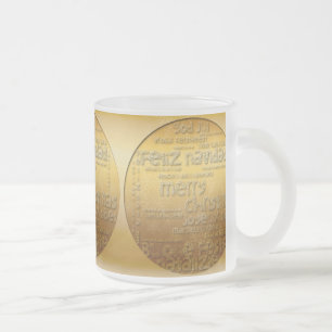 Caneca De Café Vidro Jateado Fosco de Natal Internacional do ouro G Mug