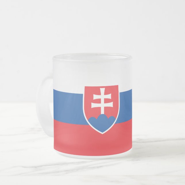 Caneca De Café Vidro Jateado Fosco de pequena caneca de vidro com bandeira da E (Frente Esquerda)