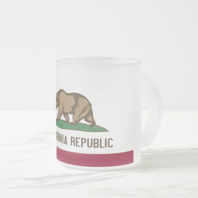 Caneca De Café Vidro Jateado Fosco de uma pequena caneca de vidro com bandeira  (Frente Esquerda)