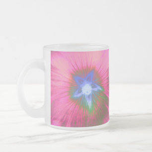 Caneca De Café Vidro Jateado Fosco De Vidro Rosa Rosa Hollyhock