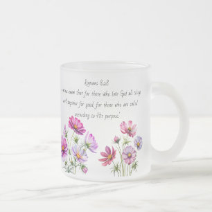 Caneca De Café Vidro Jateado Fosco Floral Bíblia Verso Mug
