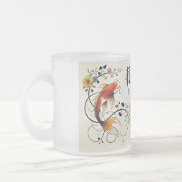 Caneca De Café Vidro Jateado Fosco Koi Mug