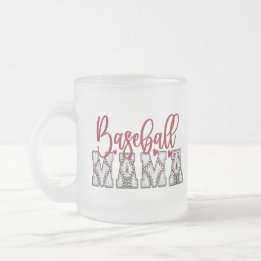 Caneca De Café Vidro Jateado Fosco Mama Baseball Mug