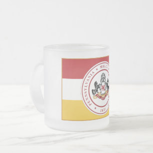 Caneca De Café Vidro Jateado * Fosco Mug (10 ou 16 oz) com o logotipo PMC FLAG