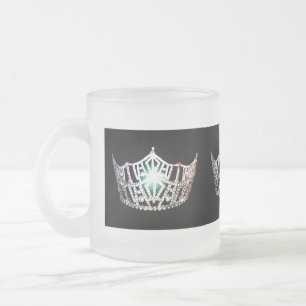 Caneca De Café Vidro Jateado Fosco Mug-Miss América Crown