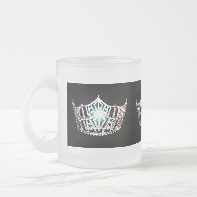 Caneca De Café Vidro Jateado Fosco Mug-Miss América Crown (Esquerda)