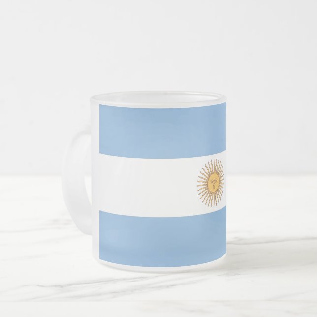 Caneca De Café Vidro Jateado Fosco pequena caneca de vidro com bandeira da Arge (Frente Esquerda)