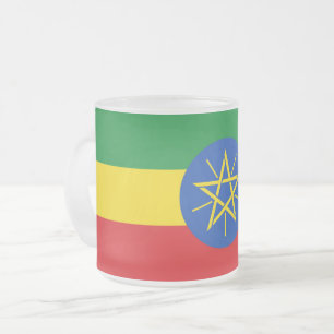 Caneca De Café Vidro Jateado Fosco pequena caneca de vidro com bandeira da Etió
