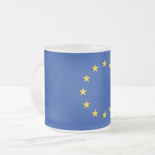 Caneca De Café Vidro Jateado Fosco pequena caneca de vidro com bandeira da Euro