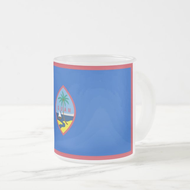 Caneca De Café Vidro Jateado Fosco pequena caneca de vidro com bandeira de Guam (Frente Esquerda)