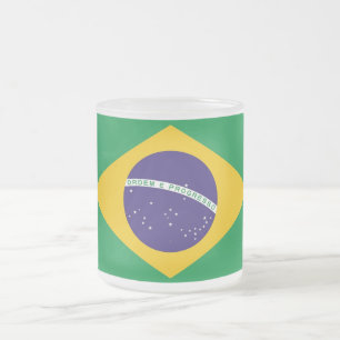 Caneca De Café Vidro Jateado Fosco pequena caneca de vidro com bandeira do Bras