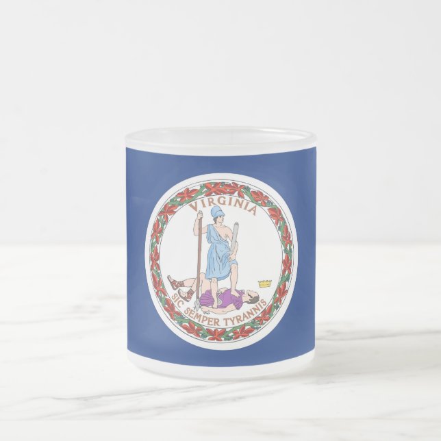 Caneca De Café Vidro Jateado Fosco pequena caneca de vidro com bandeira Virgini (Centro)