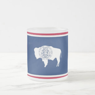 Caneca De Café Vidro Jateado Fosco pequeno caneca de vidro com bandeira Wyoming