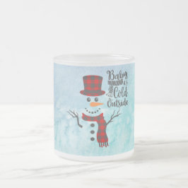 Caneca De Café Vidro Jateado Fosco Winter Snowman Black Script Mug