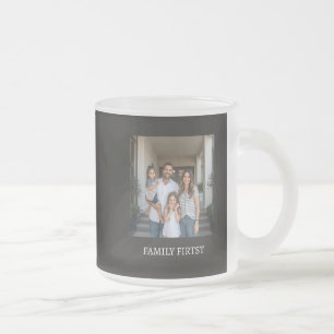 Caneca De Café Vidro Jateado Foto de Família Elegante & Texto Personalizado