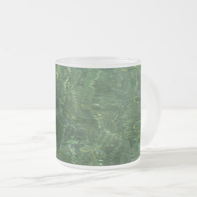 Caneca De Café Vidro Jateado Foto de Grama II (Azul e Verde) (Frente Esquerda)