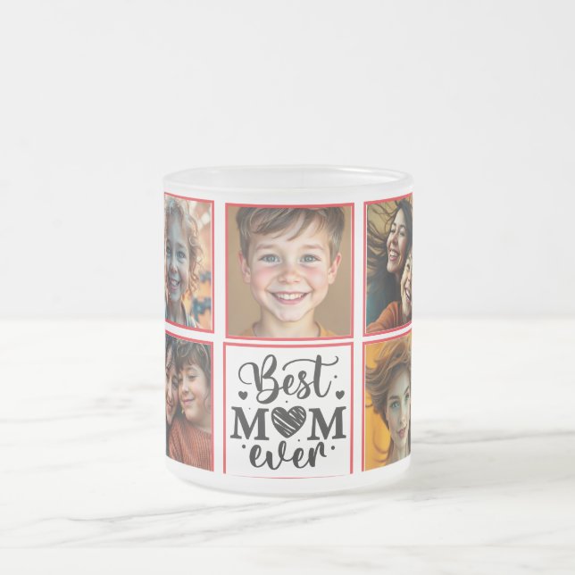 Caneca De Café Vidro Jateado Foto personalizada da melhor mãe de sempre (Centro)